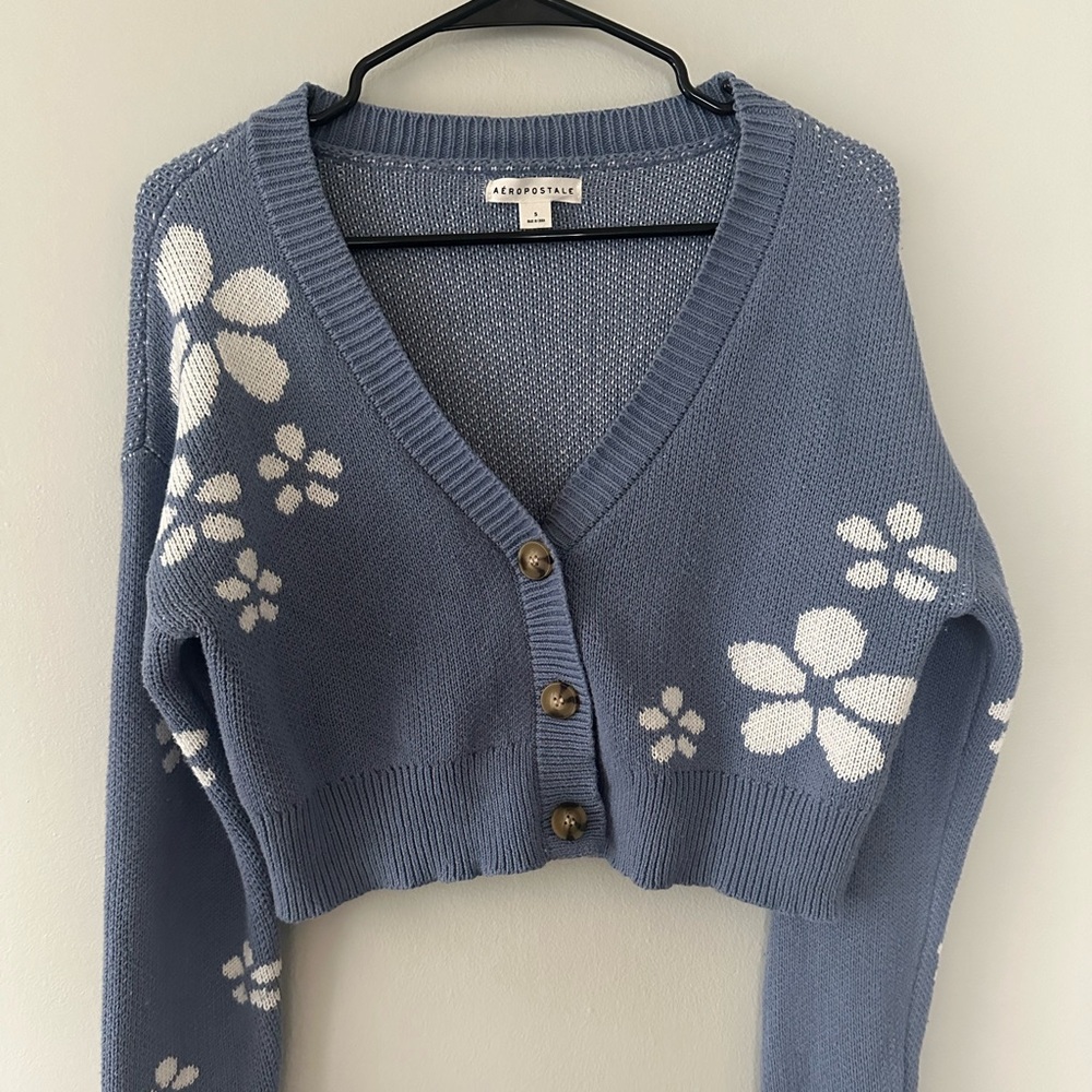 Aéropostale Blue Flower Cardigan